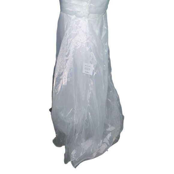 Lulus Beaded Draped Sweetheart Neck Tulle Flowy Maxi Formal Dress Sz Medium Whit - Picture 12 of 14